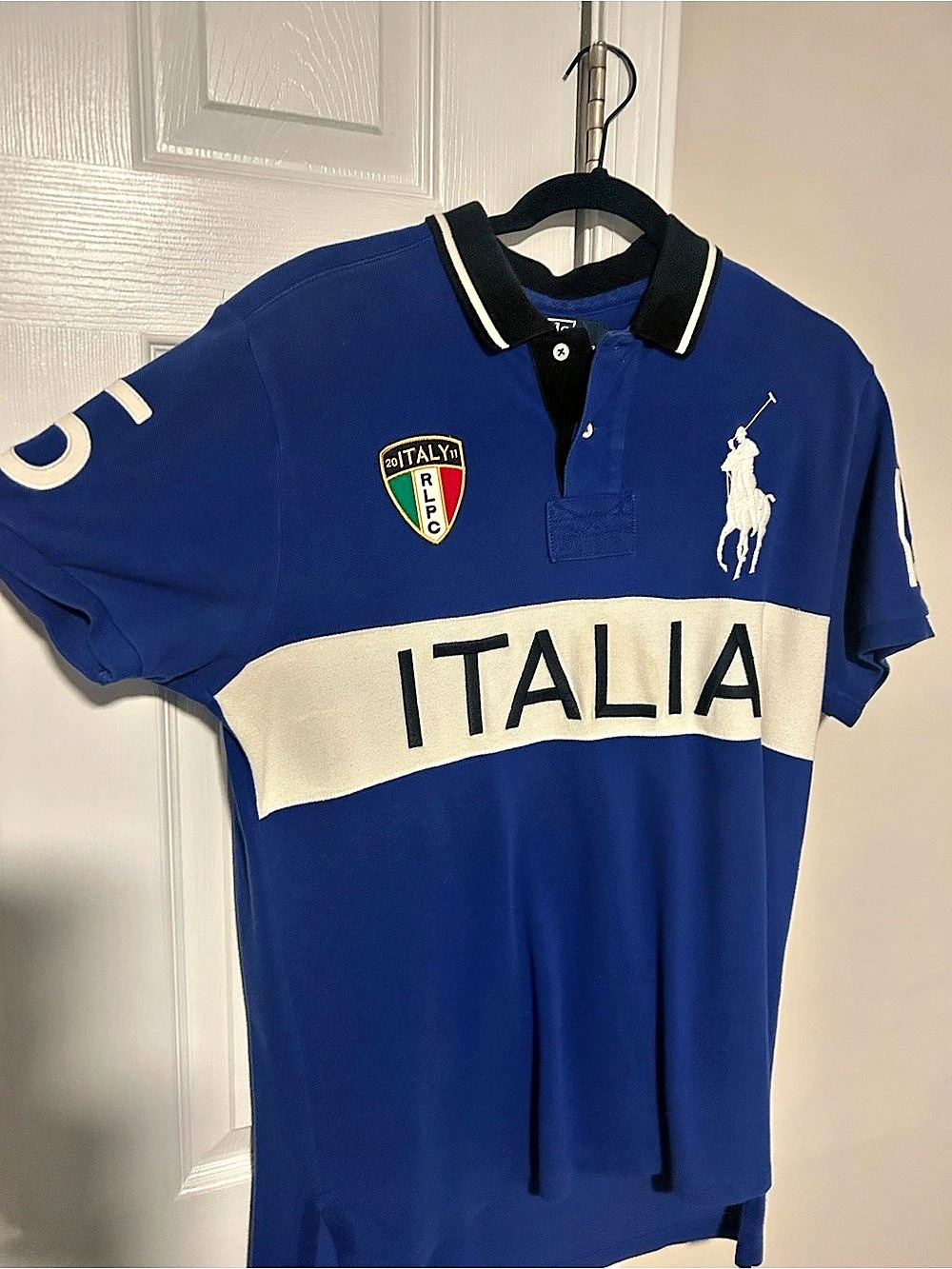 Polo by Ralph Lauren Custom Fit Italia Polo Color Block Polo Blue Size Medium